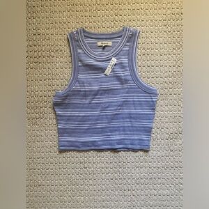 Madewell Blue and White Striped Cropped Tank - Size M